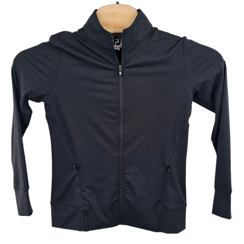 FootJoy Men's Lightweight Solid Mid-Layer Zip Up Black Golf Prodry UV Wicking Sm